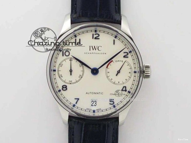 MIROTIME 1223 Effortless Portuguese IW544404 SS White Dial On Black Leather Strap A 7257